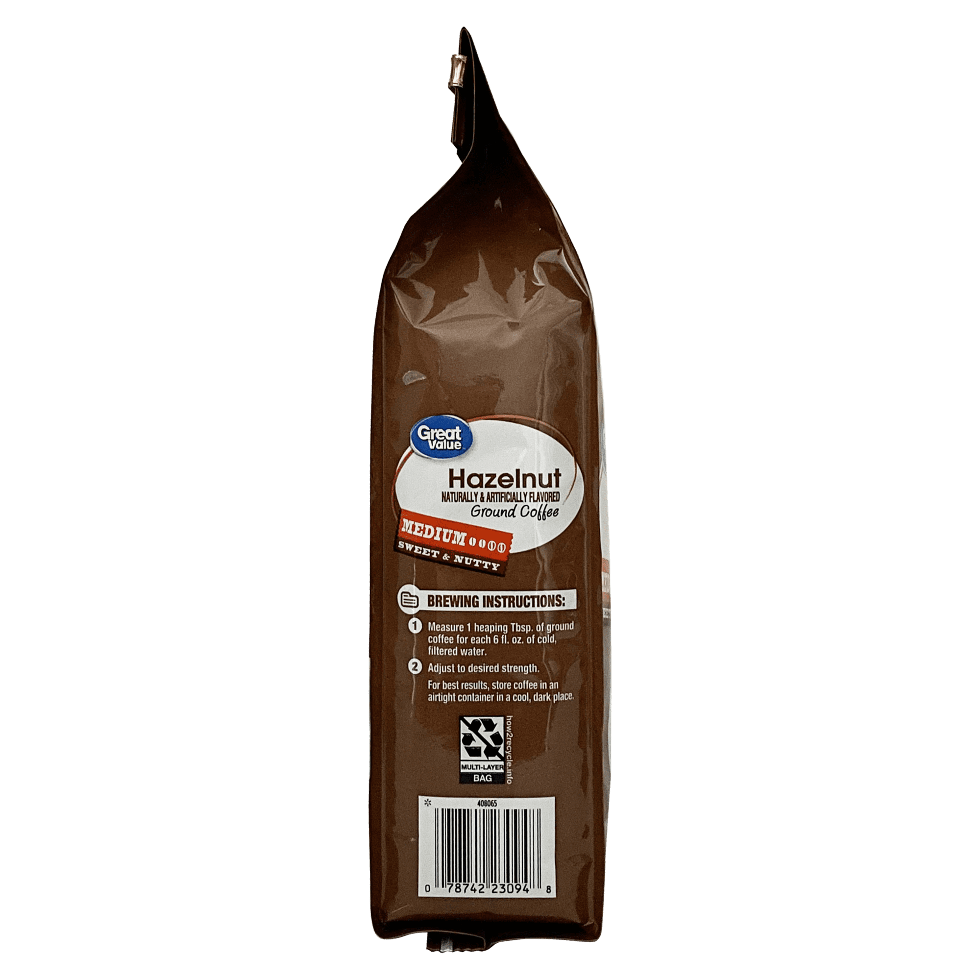 Great Value Hazelnut Medium Roast Ground Coffee, 12 oz Bag