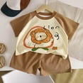 thumbnail image 2 of CAICJ98 Toddler Girls Dresses Outfits 1T 2T 3T 4T 5T 6T Toddler Girls Summer Clothes 5T Girls Sunflower Short Sleeve T-shirt Shorts 2Pcs Set Dailywear (Brown,12-18 Months), 2 of 6