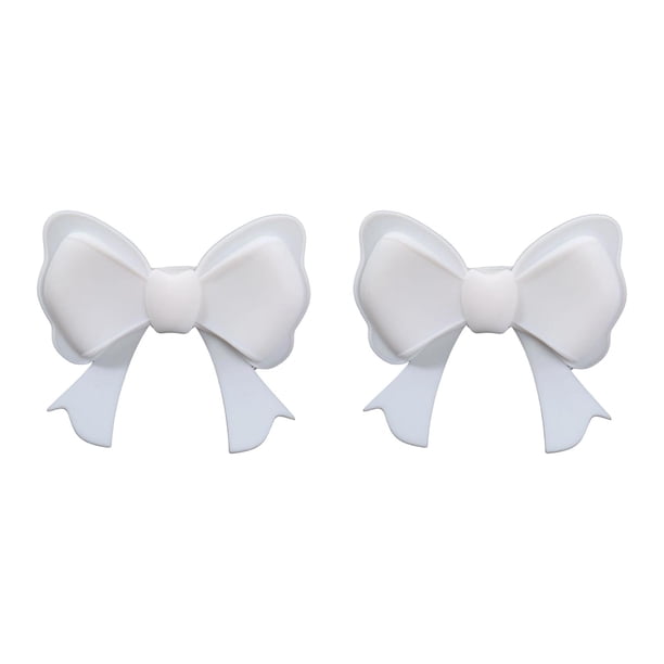 2x Accesorios para auriculares con lazo, decoración para fiestas, regalo de Navidad, lindo regalo para mujeres, Año Nuevo Blanco