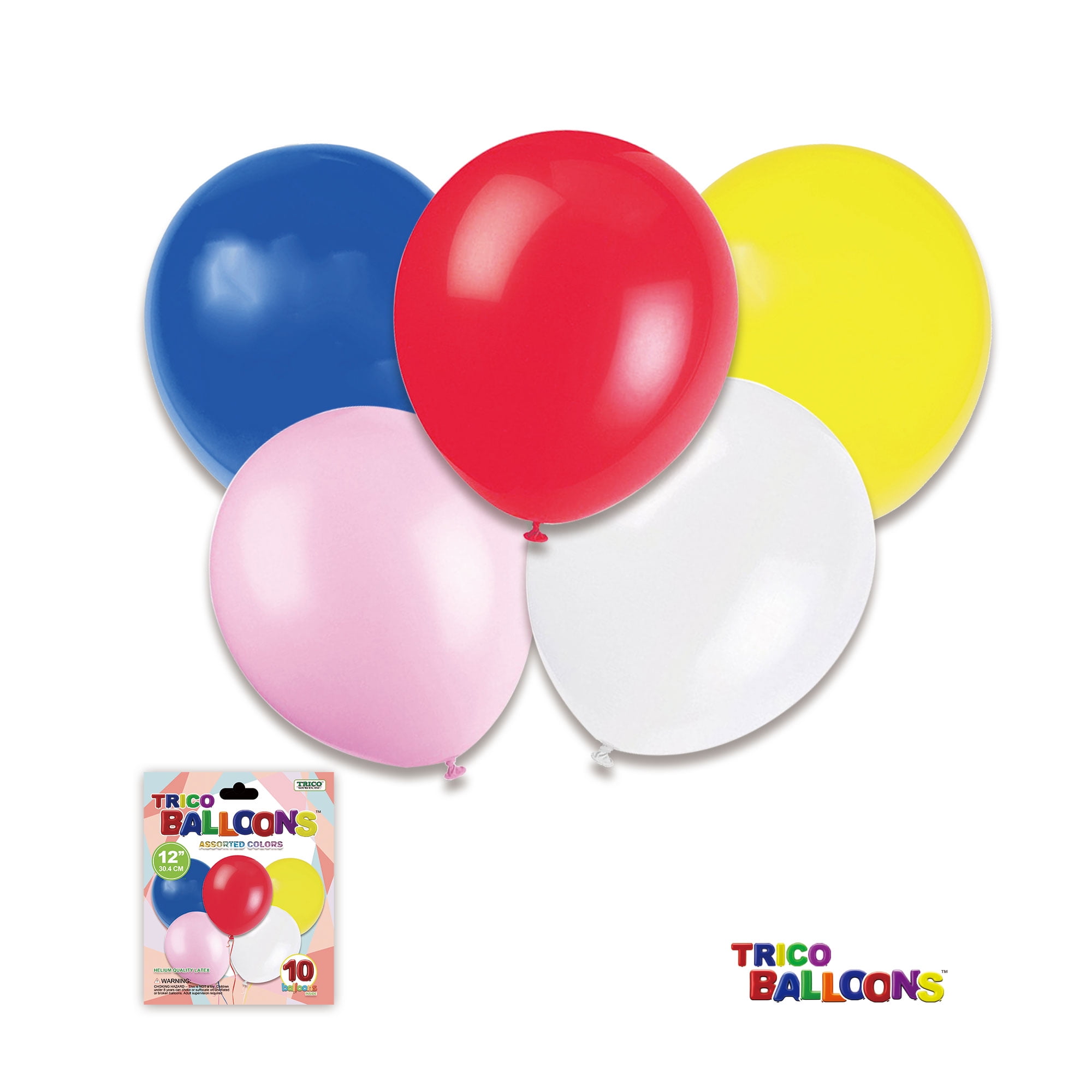 12" Helium Solid Latex Balloons 100 Count Package Mixed Bright