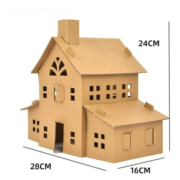 Funny Kindergarten Kids Gifts Cookie House Craft Christmas Biscuit House Paper Shell House Homemade Hut Children Handmade DIY Painting VASILY ESTATE