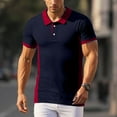 thumbnail image 2 of Mens Polo Shirts Color Block Summer Casual Short Sleeve Comfortable Top Button Collared Slim Fit Mens T-Shirts, 2 of 7