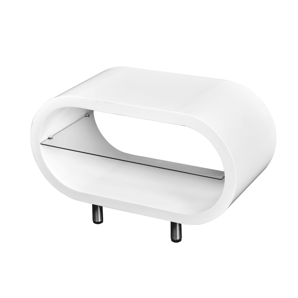 Anself High Gloss White TV Stand/Coffee Table Oval
