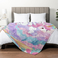 thumbnail image 4 of 1pc a Blanket Featuring Two Unicorns with a Rainbow Design. These Soft And Cozy Flannel Blankets Are Perfect for Travel, Camping, Or Use on a Sofa, in The Living Room, on a Couch, Chair, 4 of 8