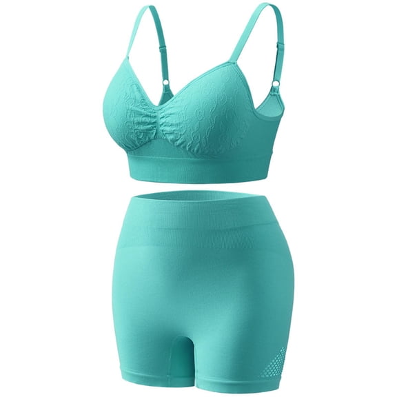 Womens Plus Size 2 Piece Outfits Yoga Outdoor Sports Bra Sleeveless Tops Sports Bra And Shorts Set