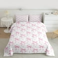 thumbnail image 3 of Manfei Pink Kawaii Bow Bedding Comforter Set, Cute Watercolor Stars Ribbon Twin Comforter Sets, Teens Kids Girls Women Reversible Bedding Set, Microfiber Bedroom Decor, 2 Pieces, 3 of 9