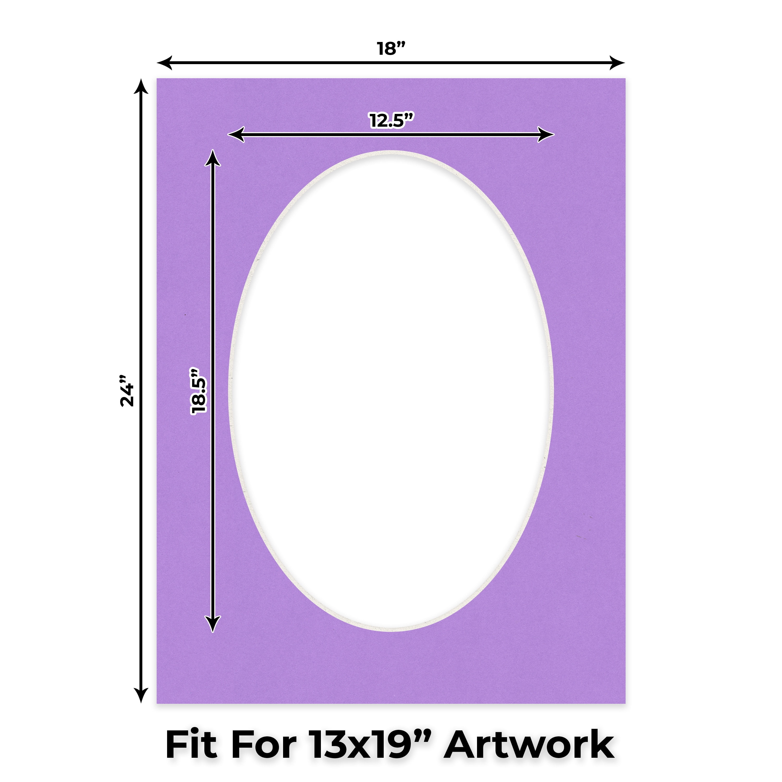 Pansy Purple Picture Frame Mat for 18x24 Frames - Oval Opening for 13x19 Photos - 1 Mat