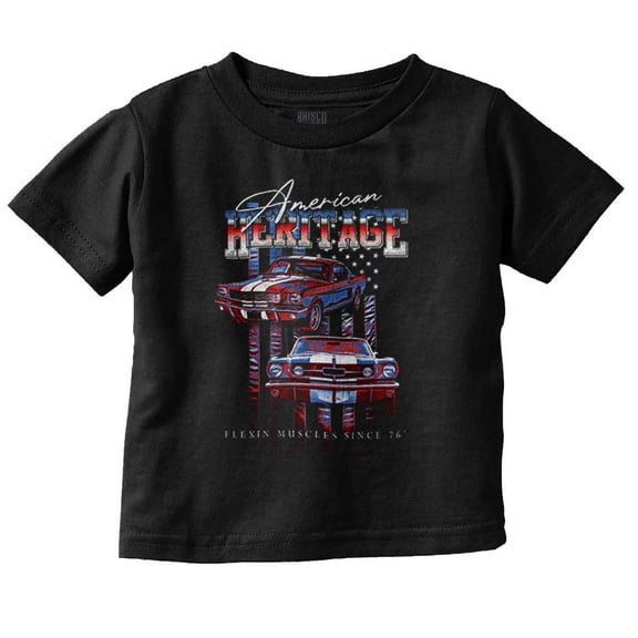 American Heritage US Flag Muscle Car Youth T Shirt Tee Boys Infant Toddler Brisco Brands 6M