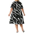 thumbnail image 4 of DARING DIVA Plus Size Short Sleeve Notched V Neck Midi Dress 1X Black, 4 of 6