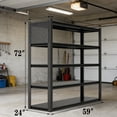 thumbnail image 3 of 3 Sets Garage Shelving Units,59" Wide Heavy Duty 5-Tier Metal Storage Shelf with Adjustable Shelves,3000lb Capacity Industrial Shelving for Garage Organization,Basement Storage,Workshop Warehouse, 3 of 5