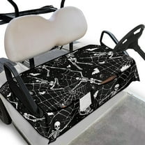 Yuyamidu Cobweb Golf Cart Seat Covers Skull Club Car Seat Towel Blanket with 4 Front Pockets Halloween Golf Cart Cushion Covers Club Car Accessories