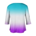 thumbnail image 5 of Women's Long Sleeve Loose Fit Flowy Tunic Tops Spring Elegant Shirts Vintage Summer Clothes for Teen Girls Fashion 2024 V Neck Blouse Dressy Casual Tops for Lady Gradient Color Purple T Shirts XXXXXL, 5 of 5