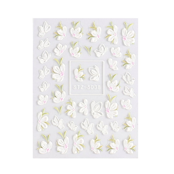 6pcs pegatina de uñas 5D CAMELLIA pegatina de uñas para uñas de acrílico decoración de diseño