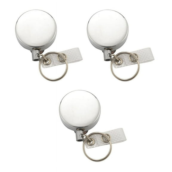 6 Pack Heavy Duty Retractable Badge Holder Reel,Metal ID Badge Holder with Belt Clip Key Ring Silver