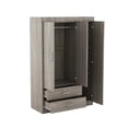 thumbnail image 6 of 3-Door Wardrobe Cabinet Closet  with 2 Drawers,Bedroom Organizer, Wood Grain Effect in Gray, 6 of 7