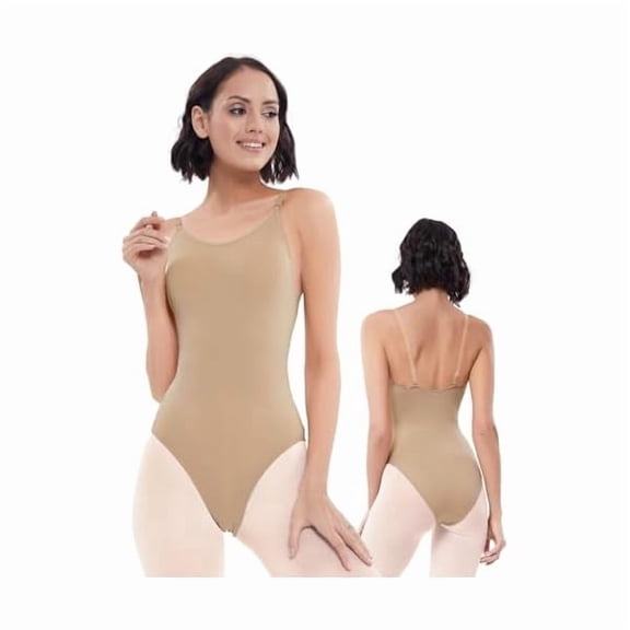 LYHWomen Nude Leotard Seamless Camisole Undergarment Leotards for Ballet Dance Gymnastics with Adjustable Clear Straps