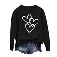 thumbnail image 2 of WREESH Women's Heart Graphic Crewneck Sweatshirt Casual Fall Long Sleeve Pullover Top for Valentine's Day Black, 2 of 4