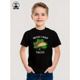 thumbnail image 2 of Taco Lovers Exclusive Funny Graphic T-shirt for Kids,Black Fabric 100% Cotton Made, 2 of 5