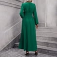 thumbnail image 4 of Karymi Spring Dresses Satin Wrap V Neck Maxi Dress, Long Balloon Lantern Sleeve Ruched Empire Waist Flowy A Line Long Dress, 4 of 6