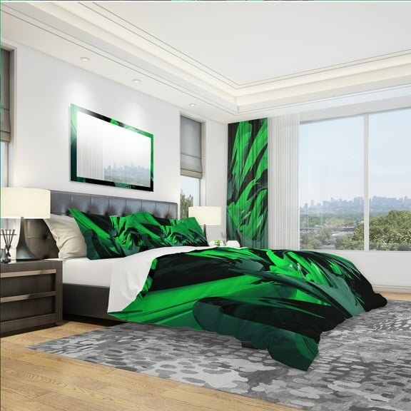 Designart 'Green and Grey Mixer' Modern & Contemporary Duvet Cover Set