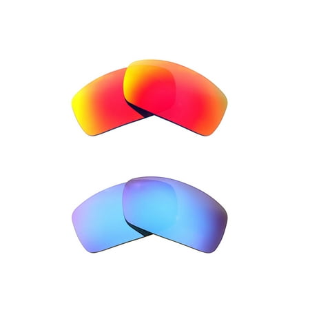 Walleva Polarized Fire Red + Ice Blue Replacement Lenses For Spy Optic Konvoy Sunglasses