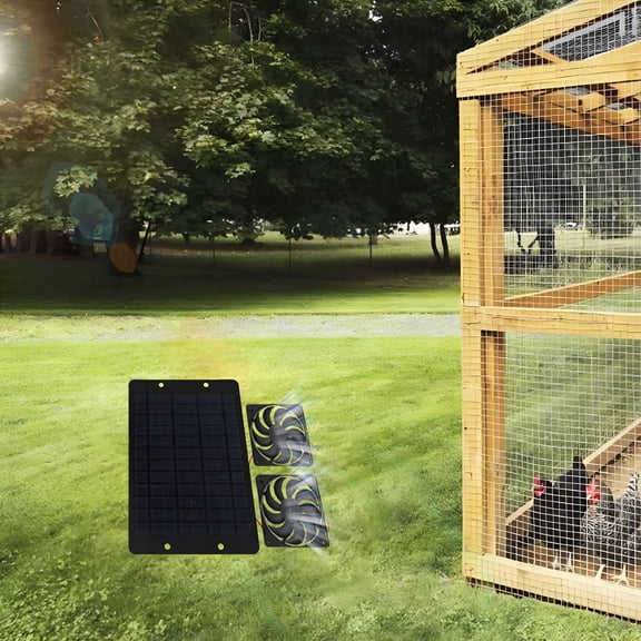 HIBIBUD Solar Powered Chicken Coop Fan Kit, Easy Install, Weatherproof Plastic, for Farms, Ventilation Aid