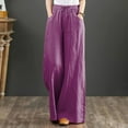 thumbnail image 2 of QHFBli Wide Leg Pants for Women High Wasited Baggy Palazzo Pants Casual Pull On Bell Bottom Smocked Elastic Waist Pants, 2 of 5