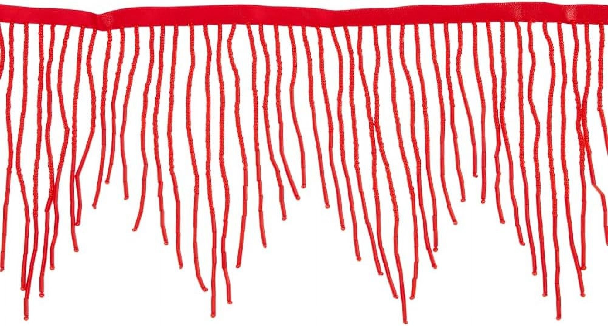 1set 1.8 Yards Glass Beads Fringe Tassel Lace Trim Ribbon Cotton Ribbon Clothing Accessories Black 5-1/2 inch(140mm)