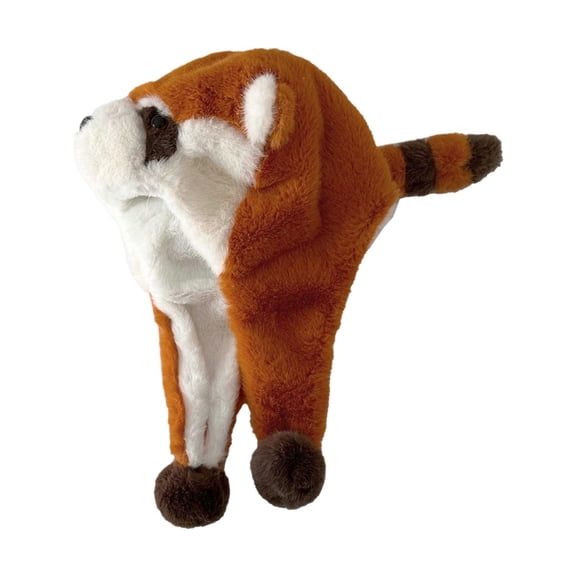 Winter Warm Caps Lovely Lesser Panda Hat Windproof Ear Protections Caps for Outdoor Traveling Skiing Children Soft Hat