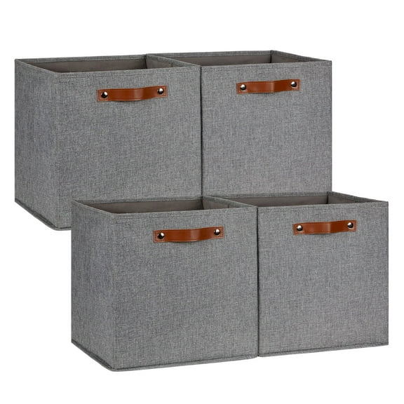 Bidtakay Large Storage Basket 13x13 4 PCS Bins Collapsible Storage Baskets,Storage Cube Bins with Handles