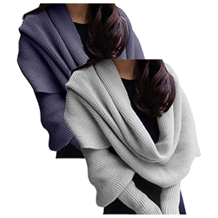 Hontri Wraps for Women Utrum Knitted Cable Wrap for Women Cropped Sweater Womens Wrap Sweater Knitted Scarf with Sleeves Knitted Wrap Shawl Wraps for Women Navy 2 Hontri Wraps for Women Utrum Knitted Cable Wrap for Women Cropped Sweater Womens Wrap Sweater Knitted Scarf with Sleeves Knitted Wrap Shawl Wraps for Women Navy 2