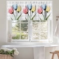 thumbnail image 4 of Red Blue Yellow Tulips Valances for Windows, 42 x 18in, Transparent Flowers Gray Plaid Rod Pocket Kitchen Valance Curtain Light Filtering Window Treatments for Living Room Bedroom, 1 Panel, 4 of 7