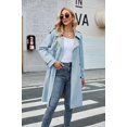 thumbnail image 6 of Double Breasted Spring Fall Women Solid Color Lapel Long Casual Trench Coat, 6 of 7