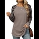 thumbnail image 1 of Blusas Tipo Túnica A Rayas para Mujer, Camisas Casuales de Larga, Jersey de Cuello Redondo. Color Café M, 1 of 9