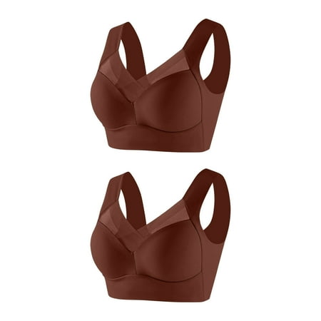 HYSYSB Sports Bras for Women seamless Bra bras No Underwire Full Support plus Size Everyday Bra sticky Adhesive Vanity Panel Bra Yoga Crop Vest Bras Back Bras plus Size Sports Bra Coffee 5XL