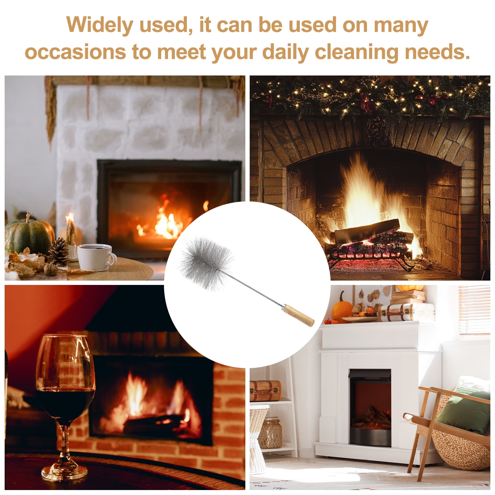 Uxcell Cleaning Wire Brush, Tent Wood Burning Stove Pipe Cleaning Brush for Fireplace Wood Burning Stove Tent Dryer Pipes 6" Dia