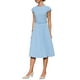 thumbnail image 2 of Vestido plisado de mujer Inspire Chic con cuello simulado, mangas cortas, ceñido a la cintura, estilo A, color azul claro, talla S, 2 of 5