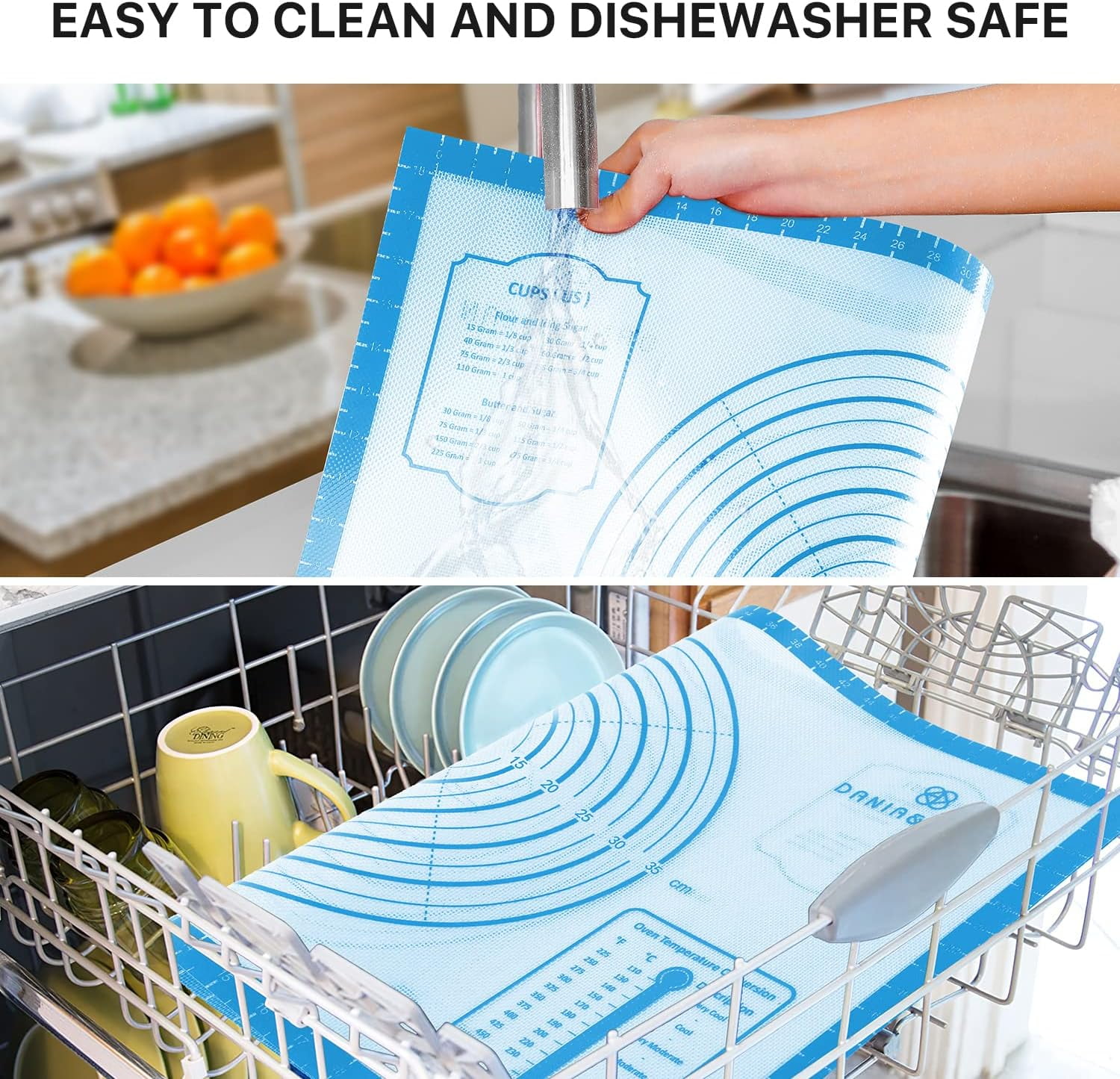 KitchenKey Silicone Pastry Mat,28" x 20" Nonstick Large Durable Silicone Sheet Mat with Measurement Non-slip Dough Rolling Mat for Pie Crust, Pizza, Cookies