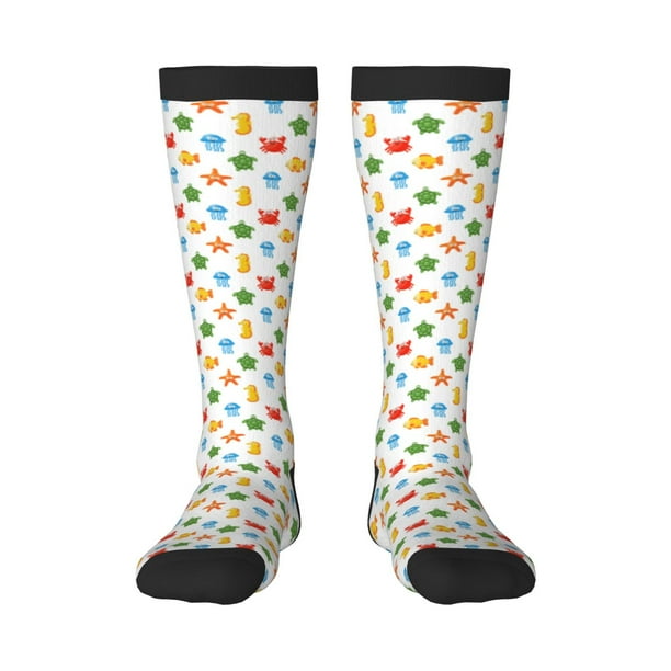 Fotbe Undersea Animals Calcetas Divertidas Estampadas para Hombre y Mujer, Calcetas de Algodón hasta la Rodilla para Caminar, Correr, Enfermería y Embarazo