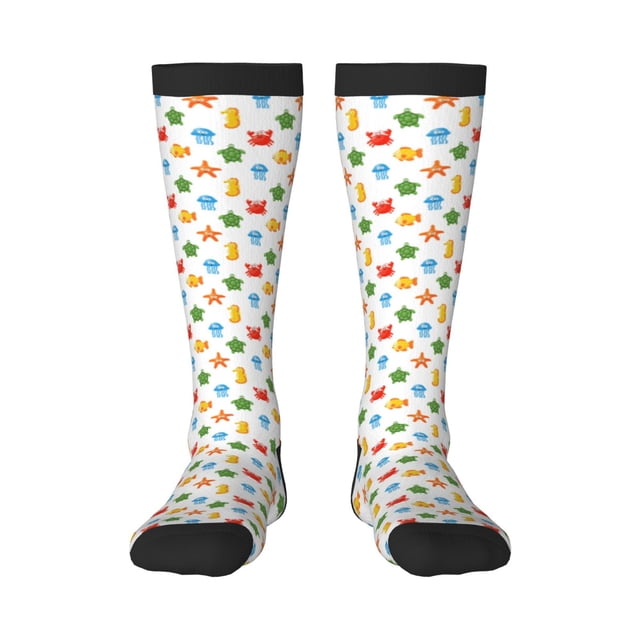 Fotbe Undersea Animals Calcetas Divertidas Estampadas para Hombre y Mujer, Calcetas de Algodón hasta la Rodilla para Caminar, Correr, Enfermería y Embarazo