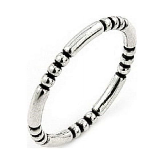 Sterling Silver Plain Silver Decorated Stackable Band Ring Size 6