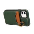 thumbnail image 5 of Wallet Back Case for iPhone 11 with Wrist Strap, Stylish Magnetic Card Holder Finger Ring Kickstand PU Leather Lanyard Shockproof Slim Phone Case Cover for iPhone 11, Green, 5 of 7