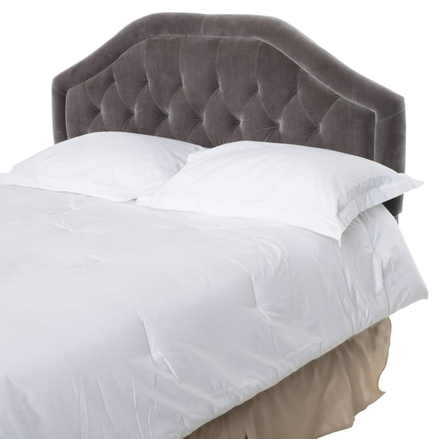 Tête de Lit Rembourrée Full/Queen, Design Capitonné en Losange, Structure Arquée, Assemblage Facile, Gris