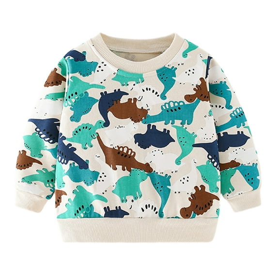 LYMAYTER Kids Boys Sweatshirt Tops Toddler Cartoon Long Sleeve Bottoming Shirt Baby Spring Fall Cotton Pullover for 1-9 Years