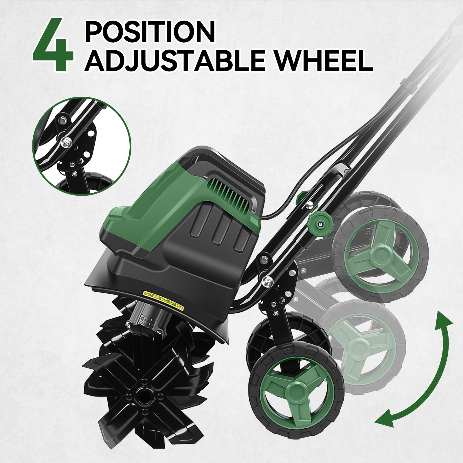18 Inch Electric Tiller Cultivator, 15 Amp Corded Tiller with Foldable Handle, 6 Steel Tines with Wheels for Lawn, Garden and Field Soil Cultivation