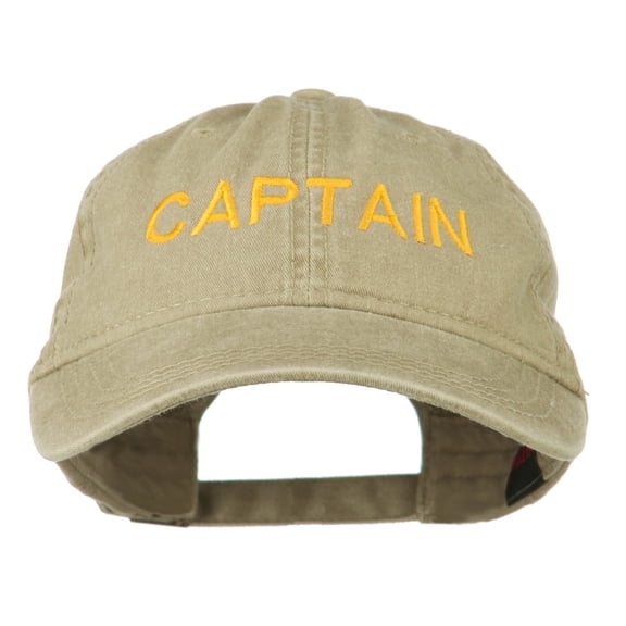 Captain Embroidered Low Profile Washed Cap - Khaki OSFM