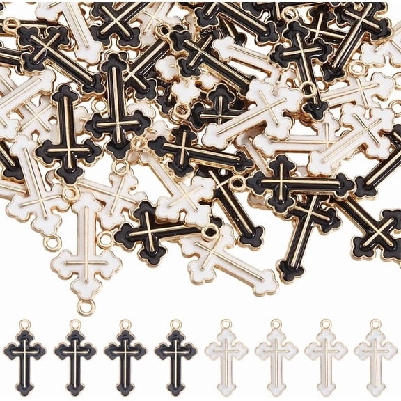 1 Box 60Pcs Enamel Charms Bulk Charm Mini Crucifix Pendants for Jewelry Making Findings Necklace Bracelet Earrings Colorful DIY