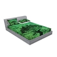 thumbnail image 2 of Ambesonne Green Fitted Sheet & Pillow Sham Set, Modern City Buildings, Queen, Green, 2 of 2