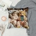thumbnail image 4 of Cute Cat Print Pillow Cover 18x18 Inch, Soft Polyester Decorative Throw Pillow Covers with Hidden Zipper for Sofa Bed, Machine Washable Square Cushion Case, 4 of 5