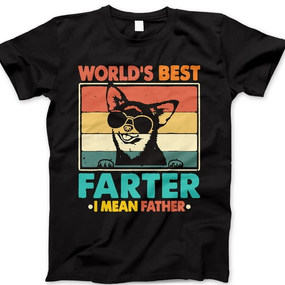 World’s Best Farter I Mean Father T-Shirt – Funny Dog Dad Joke Tee with Retro Sunglasses Graphic – Hilarious Gift for Funny Fathers, Dog Lovers & Cool Dads
